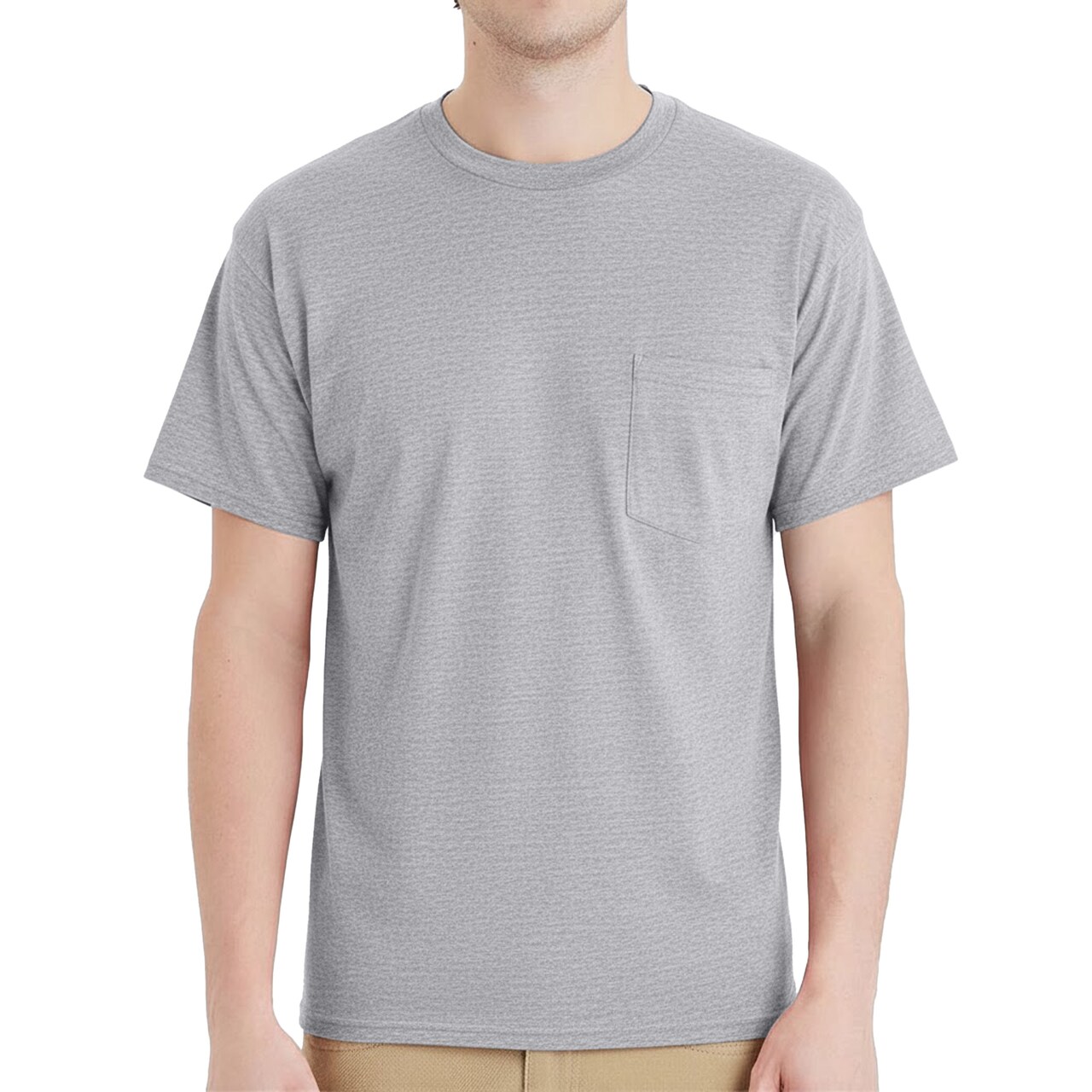 Hanes Essential Cotton Pocket T-Shirt for Crafting and Customization